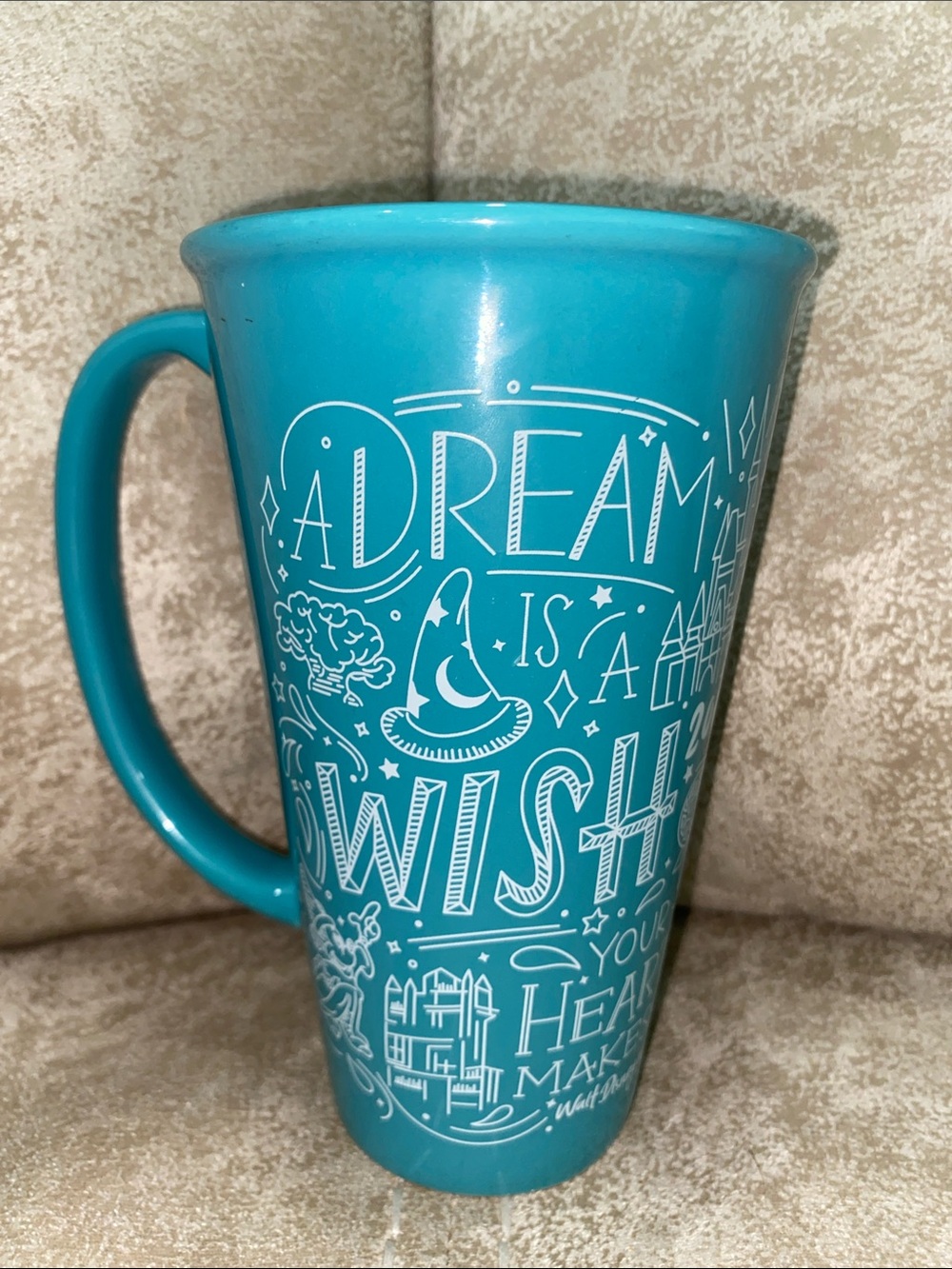 2017 Disney World Mickey Sorcerer A Dream …Wish Your Heart Makes Teal Mug 12oz